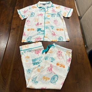 Katie Kime San Antonio Texas Toile Print Matching Pant Pajama Set Sz XL Novelty